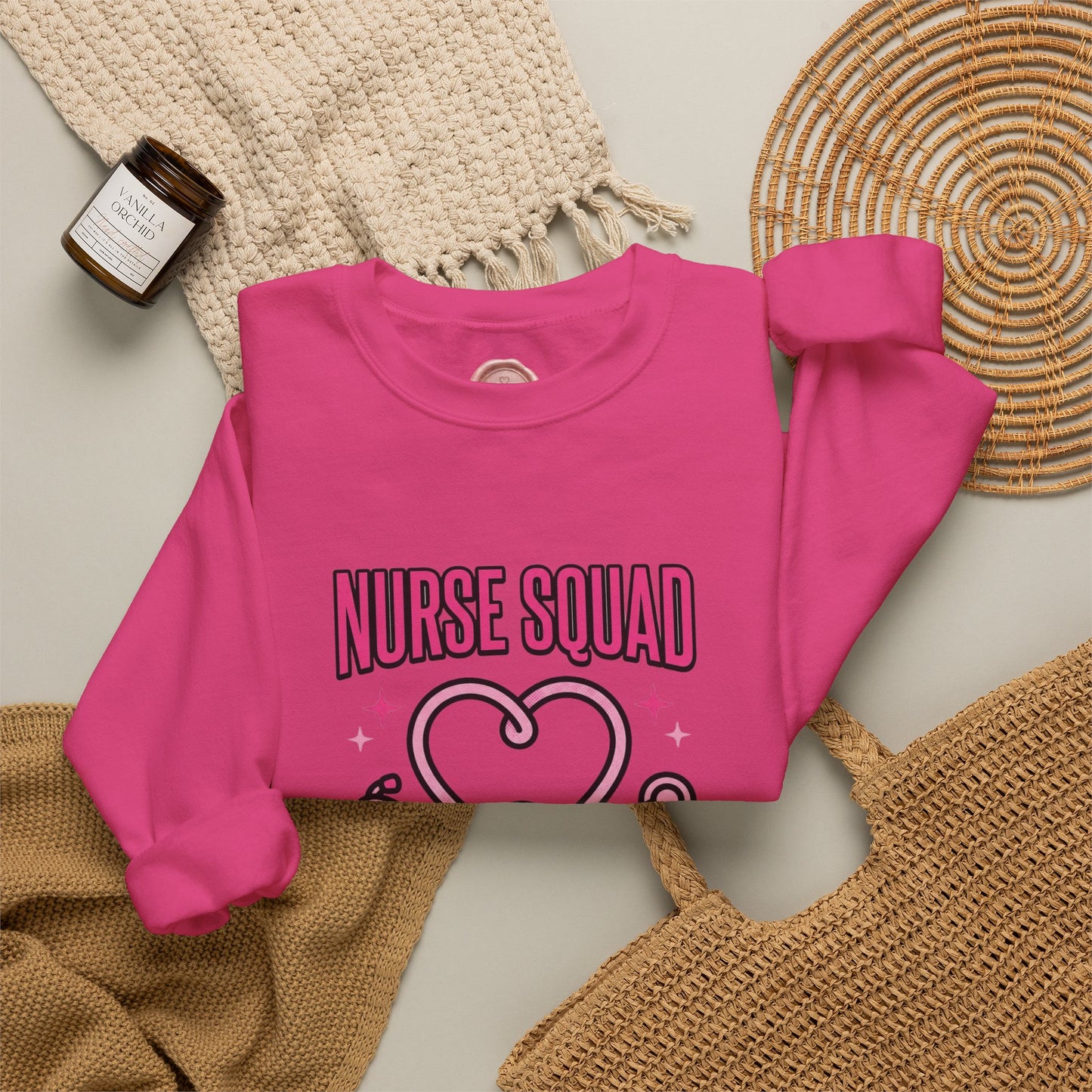 Crewneck Sweatshirt | Nurse Squad Wears Pink | Breast Cancer Awareness Nurse Pullover