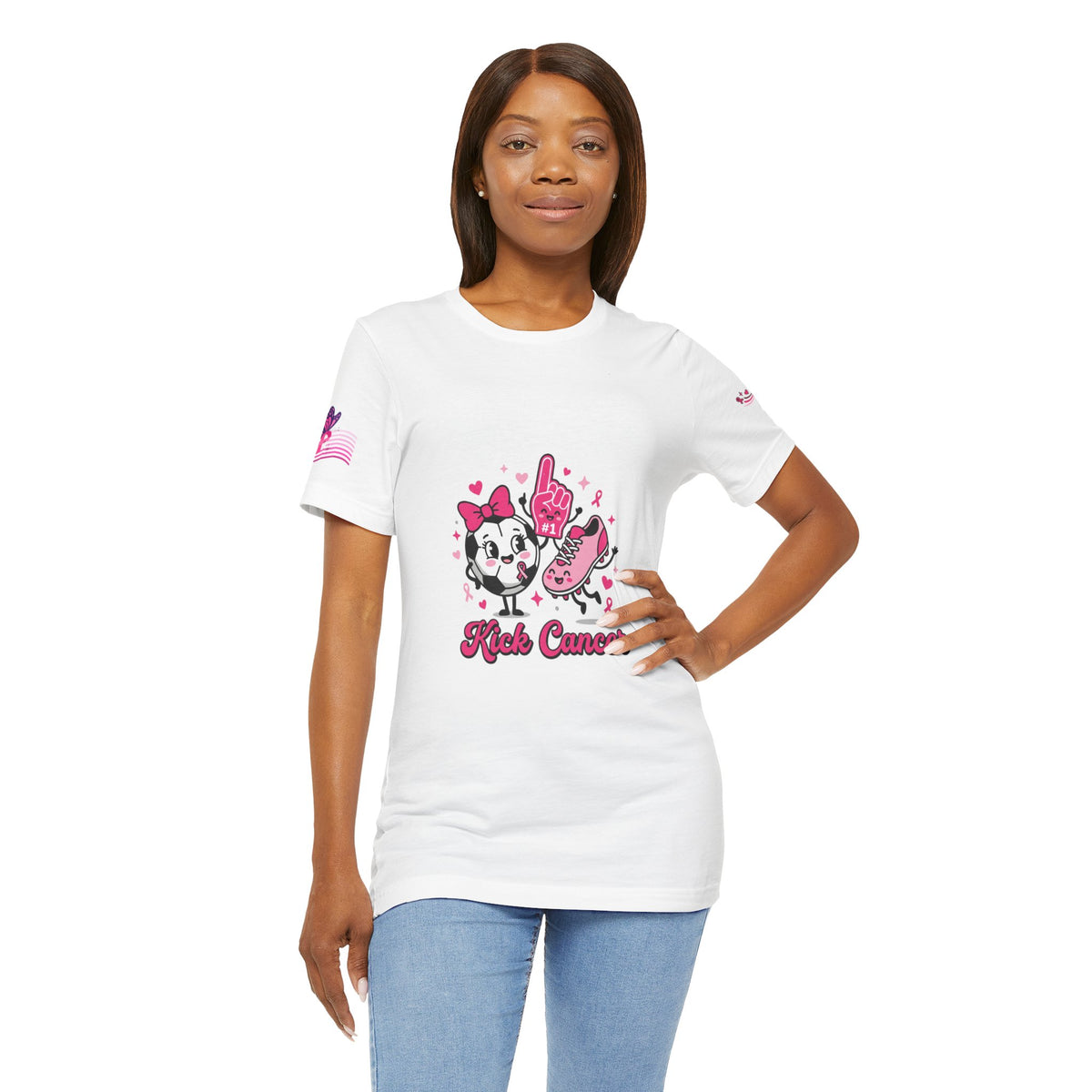 Kick Cancer Pink Ribbon Tee | Breast Cancer Awareness Shirt