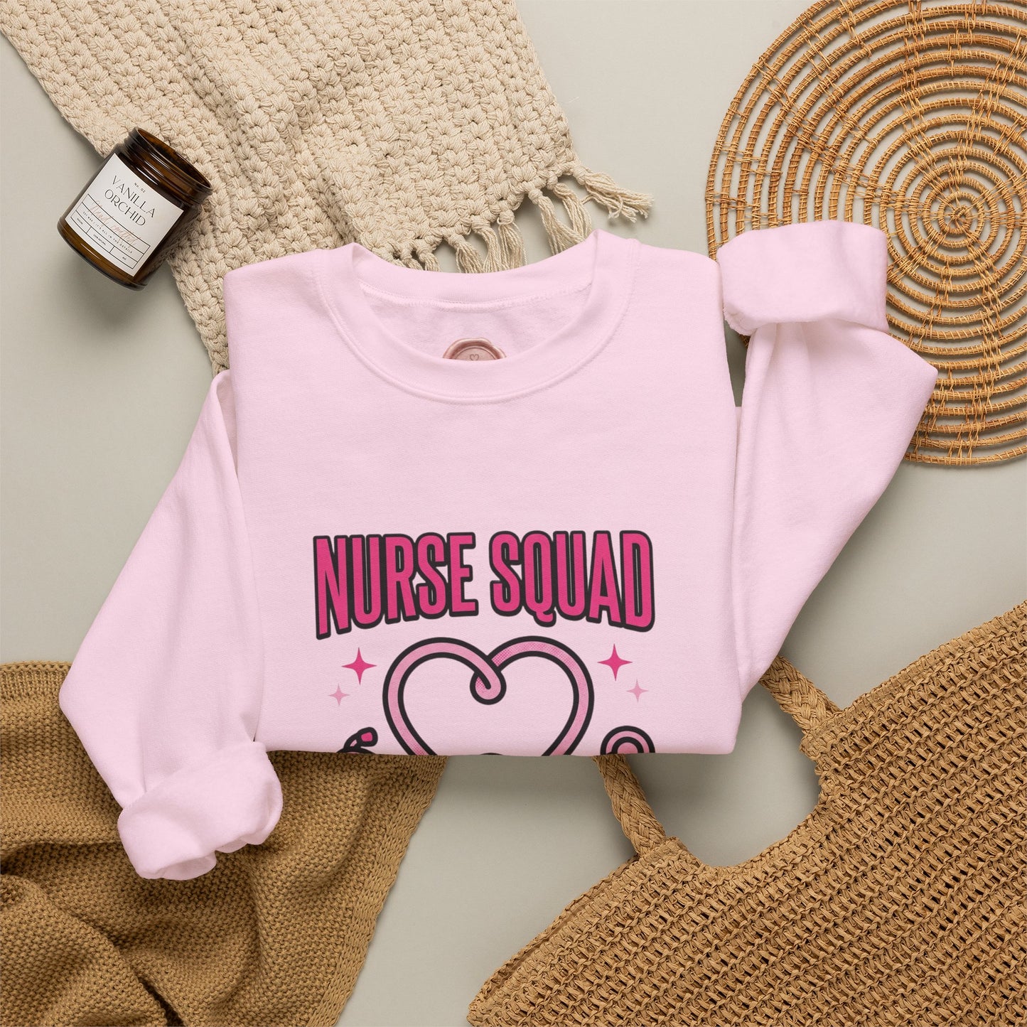 Crewneck Sweatshirt | Nurse Squad Wears Pink | Breast Cancer Awareness Nurse Pullover