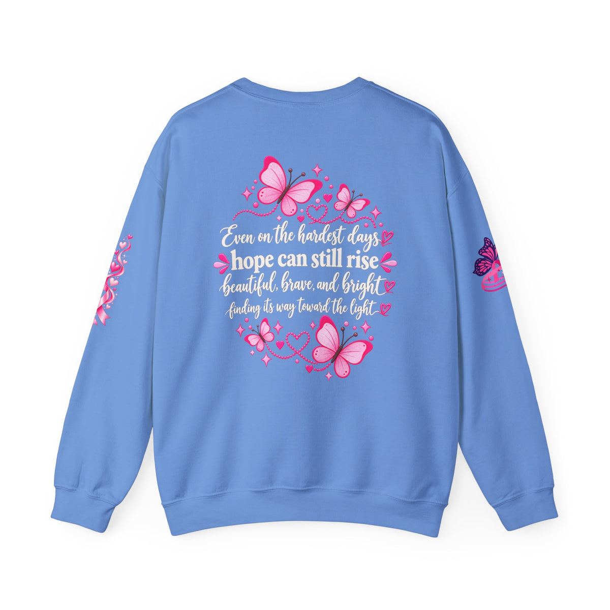 Pink Ribbon Butterfly Crewneck Sweatshirt | Breast Cancer Awareness
