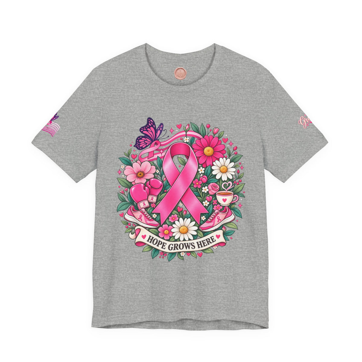 Hope Grows Here Ribbon Tee | Breast Cancer Awareness, Pink Floral