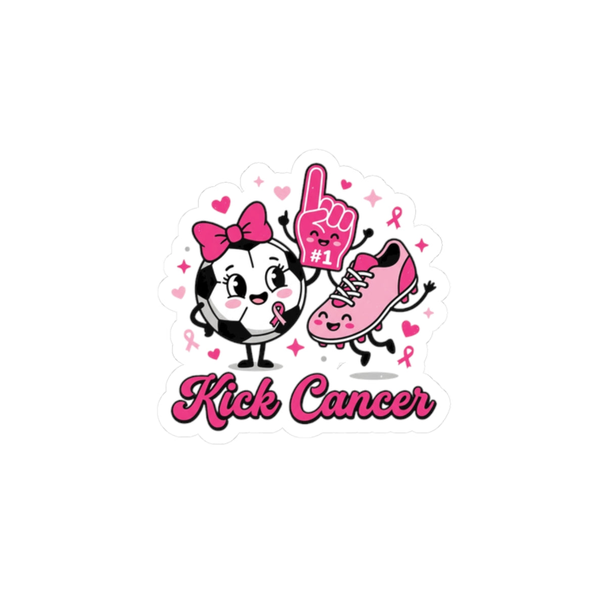 Kick Cancer Ribbon Sticker | Breast Cancer Awareness, Pink Support