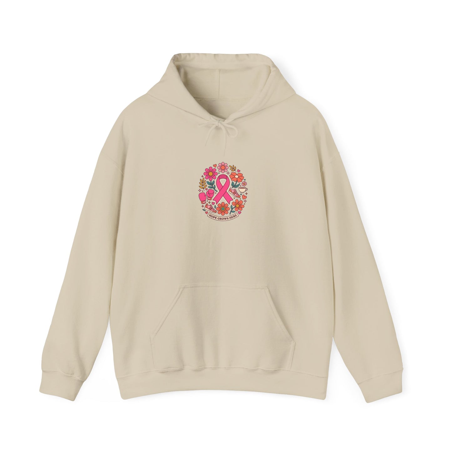 Pink Ribbon Floral Crest Hoodie | Breast Cancer Awareness, Support