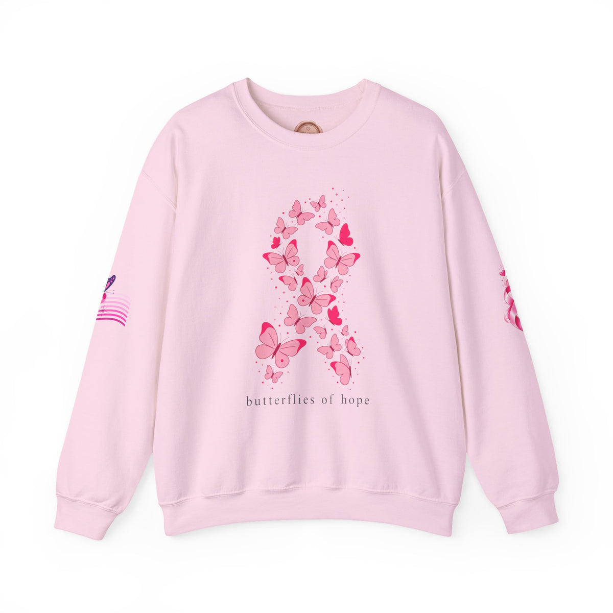 Pink Ribbon Butterfly Crewneck Sweatshirt | Breast Cancer Awareness