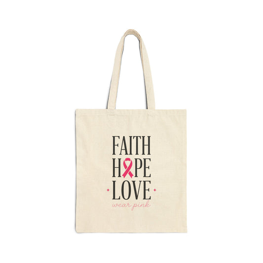 Faith Hope Love Ribbon Tote | Breast Cancer Awareness, Pink Ribbon