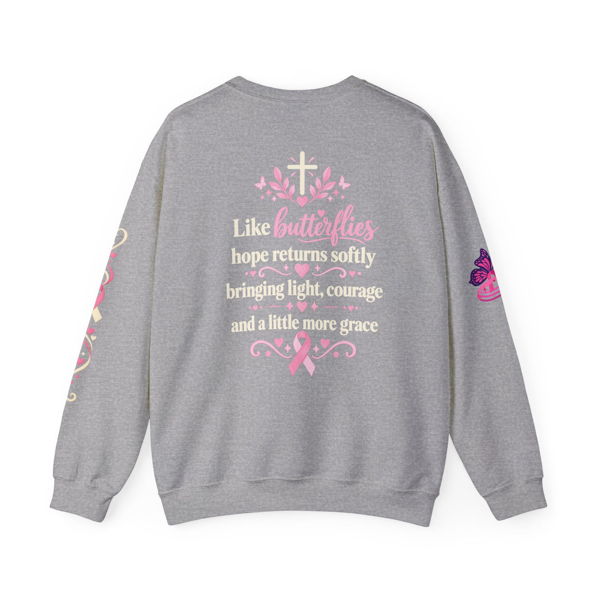 In This House We Wear Pink Crewneck Sweatshirt | Breast Cancer Awareness, Faith & Hope