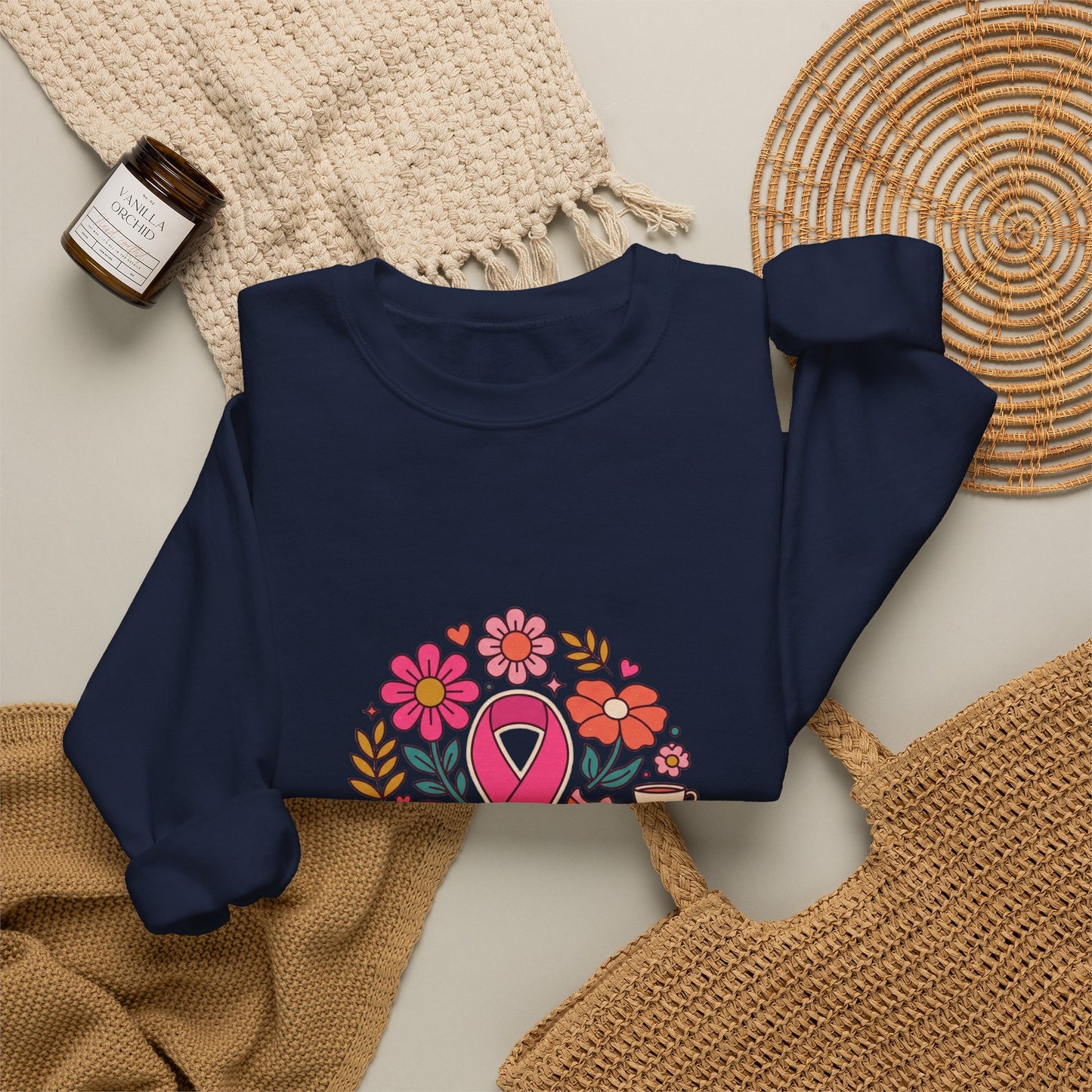 Pink Ribbon Floral Support Sweatshirt | Breast Cancer Awareness