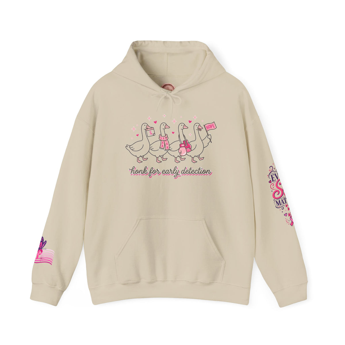 Breast Cancer Ribbon Support Hoodie | Honk for Early Detection | Pink Awareness