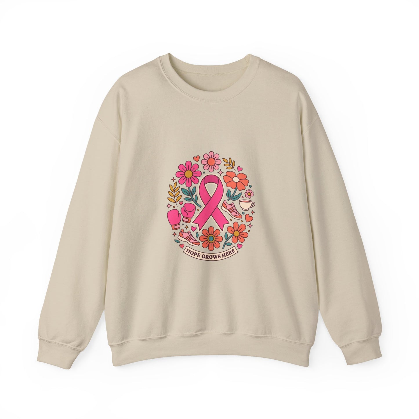 Pink Ribbon Floral Support Sweatshirt | Breast Cancer Awareness