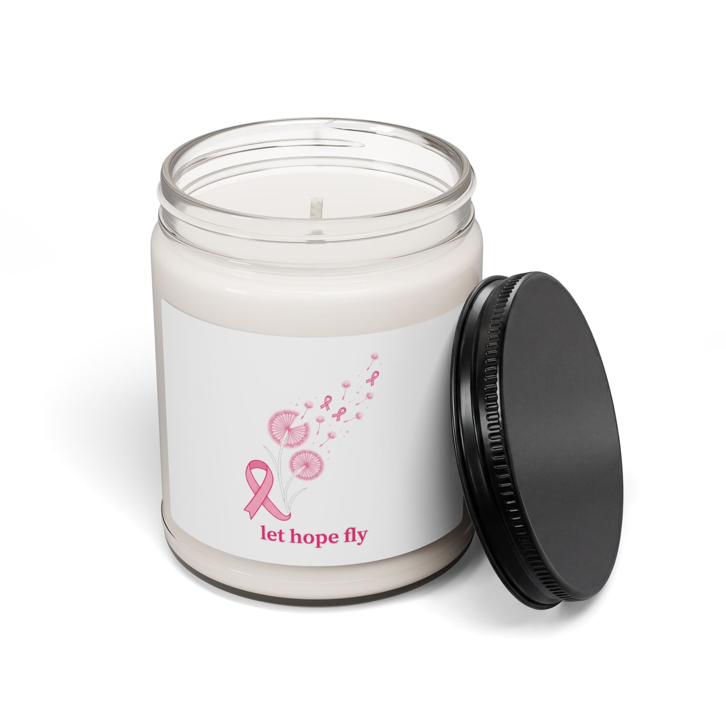Breast Cancer Ribbon 'Let Hope Fly' Candle, Pink Awareness Soy