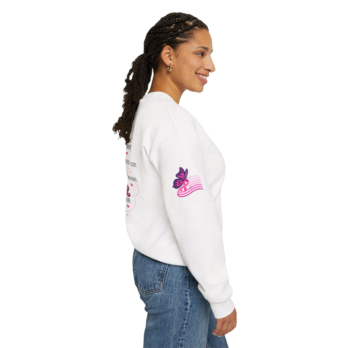 Kick Cancer Crewneck Sweatshirt | Breast Cancer Awareness, Pink Ribbon