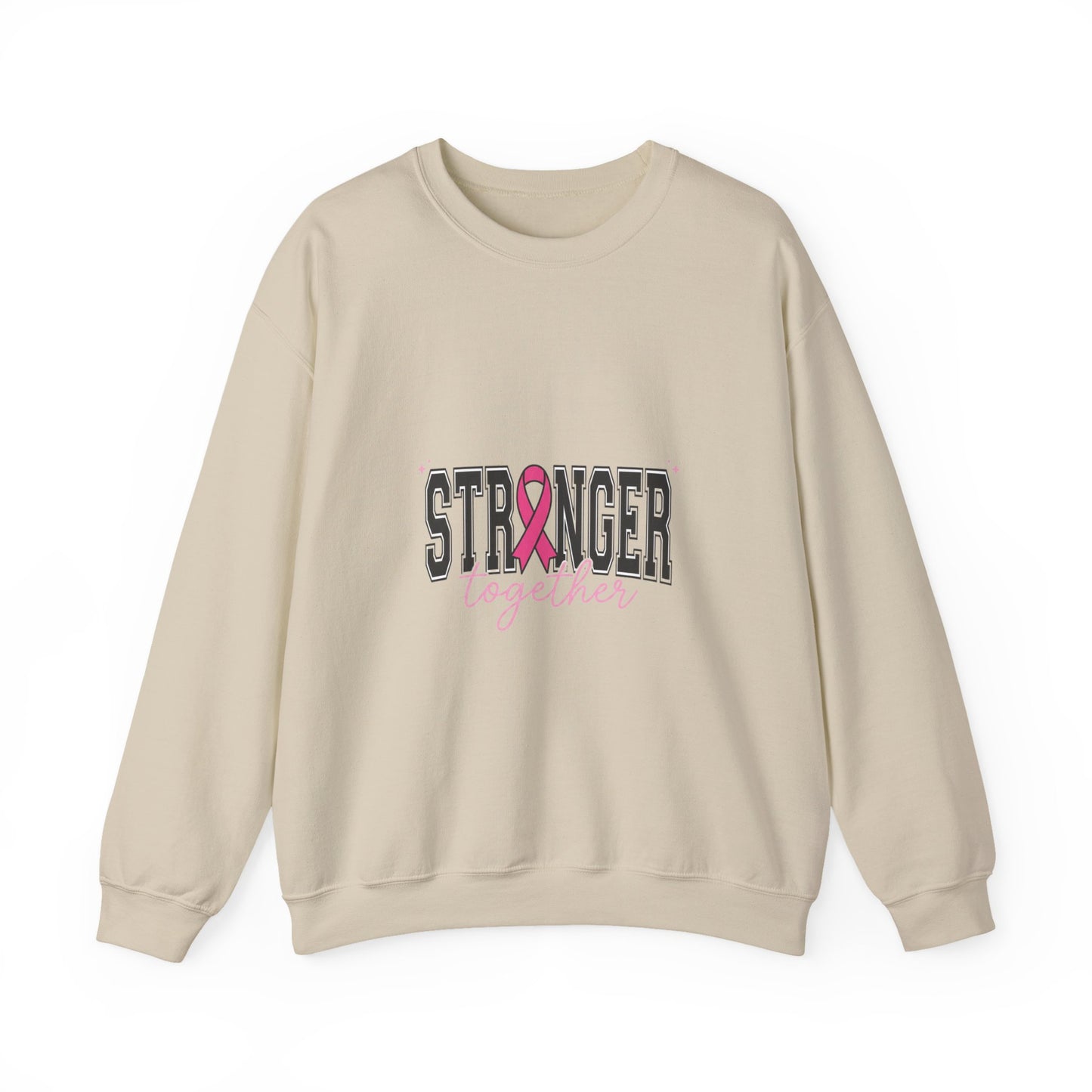 Stronger Together pink ribbon Crewneck Sweatshirt | Breast Cancer Awareness