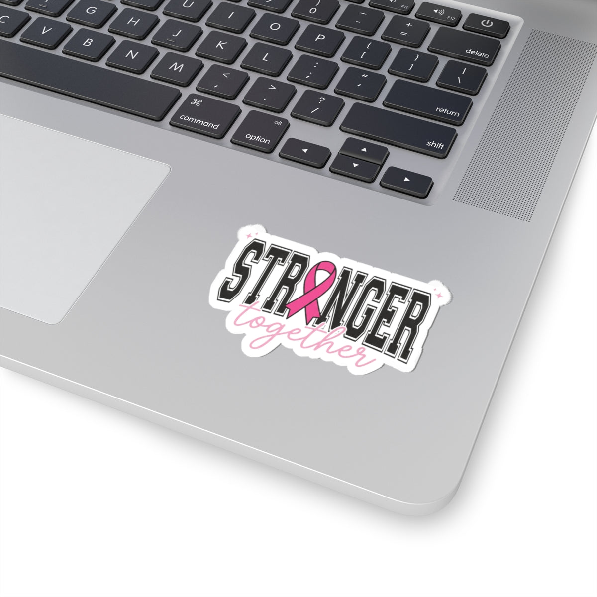 Stronger Together Ribbon Sticker | Breast Cancer Awareness, Pink Kiss-Cut