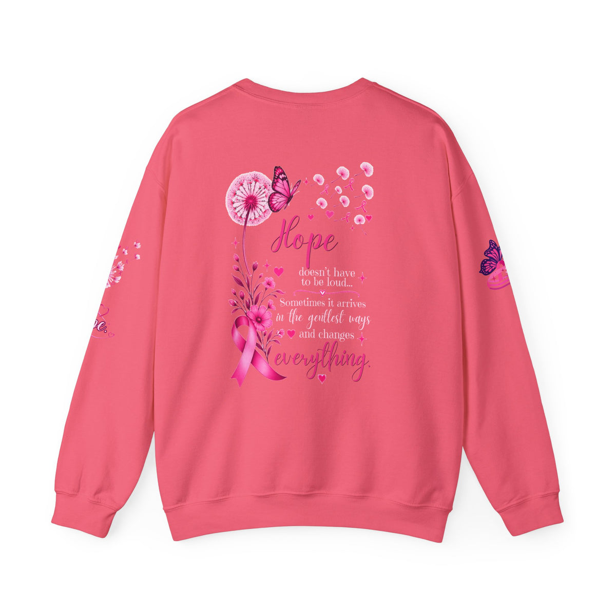 Hope Doesn't Have to Be Loud Sweatshirt | Breast Cancer Awareness Pink Ribbon Crewneck | Inspirational Gift for Survivors, Fighters & Supporters