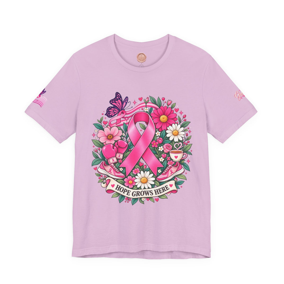 Hope Grows Here Ribbon Tee | Breast Cancer Awareness, Pink Floral