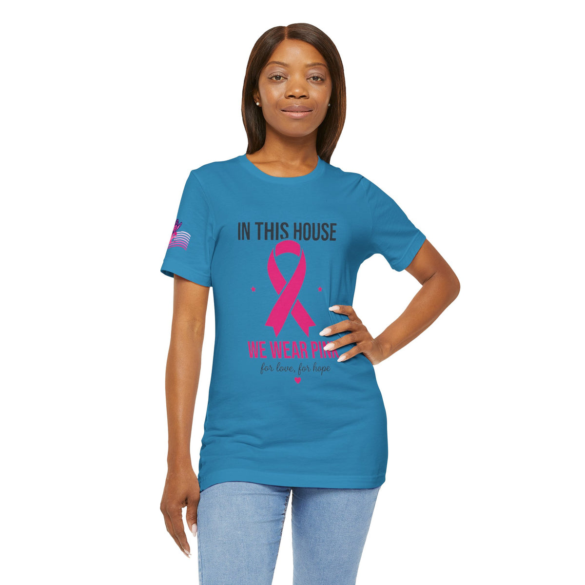 In This House We Wear Pink T-Shirt | Breast Cancer Awareness, Faith & Hope