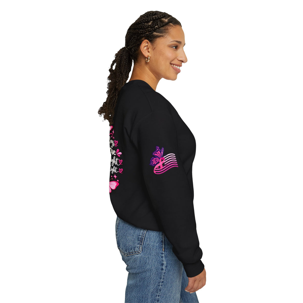 Pink Ribbon Butterfly Crewneck Sweatshirt | Breast Cancer Awareness