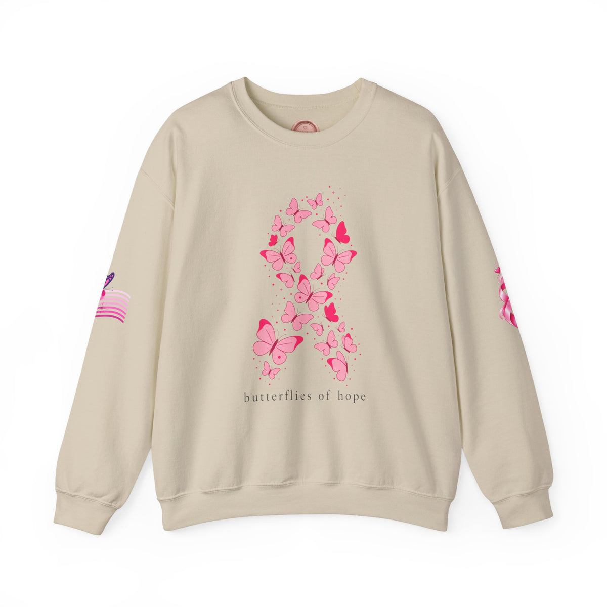 Pink Ribbon Butterfly Crewneck Sweatshirt | Breast Cancer Awareness