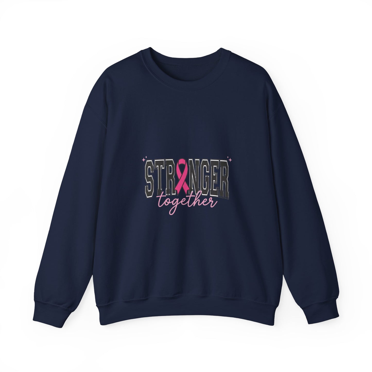 Stronger Together pink ribbon Crewneck Sweatshirt | Breast Cancer Awareness