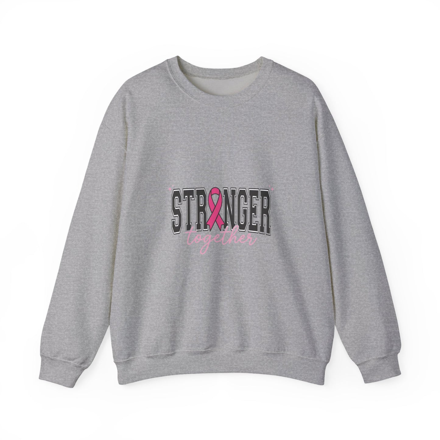 Stronger Together pink ribbon Crewneck Sweatshirt | Breast Cancer Awareness