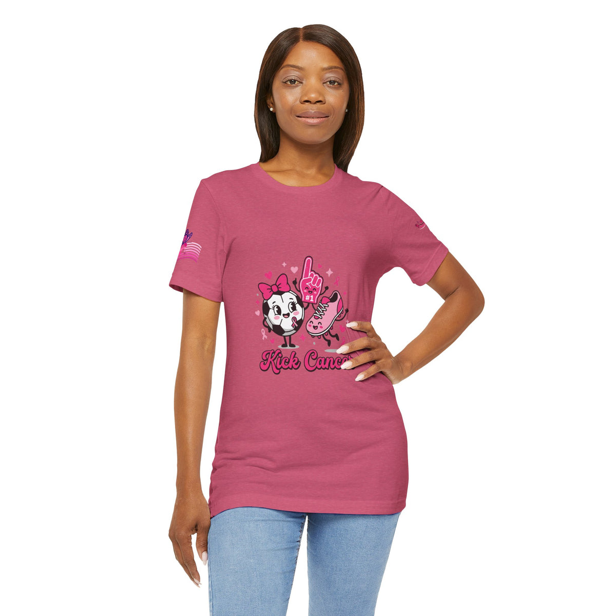Kick Cancer Pink Ribbon Tee | Breast Cancer Awareness Shirt
