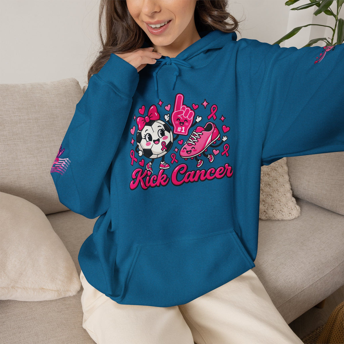 Kick Cancer Breast Cancer Awareness Hoodie | Pink Ribbon Support
