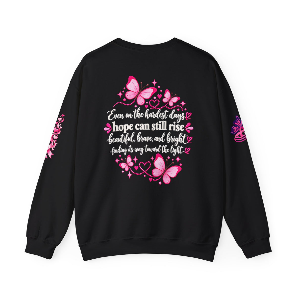 Pink Ribbon Butterfly Crewneck Sweatshirt | Breast Cancer Awareness
