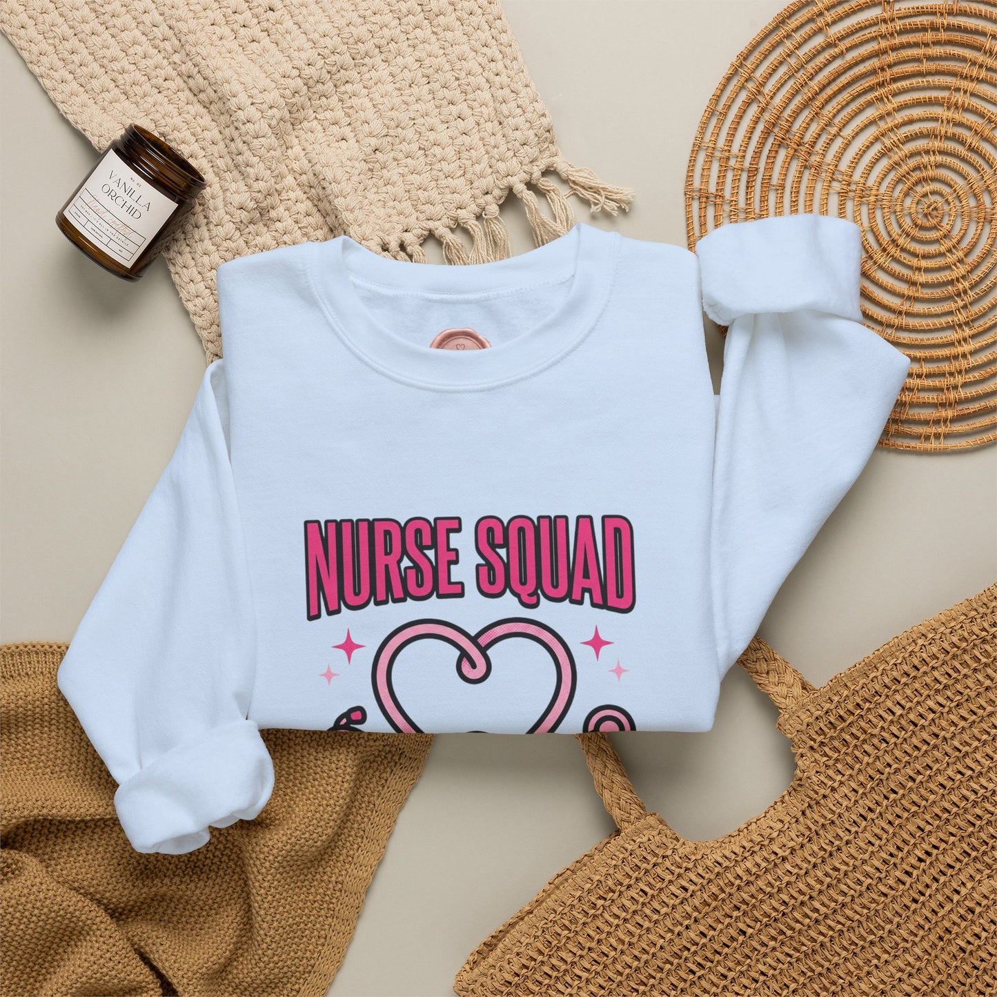 Crewneck Sweatshirt | Nurse Squad Wears Pink | Breast Cancer Awareness Nurse Pullover