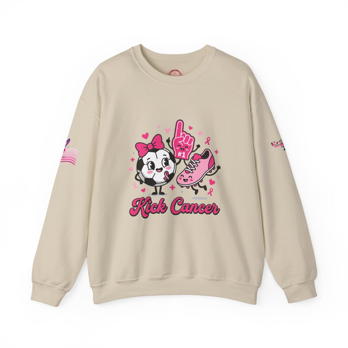Kick Cancer Crewneck Sweatshirt | Breast Cancer Awareness, Pink Ribbon