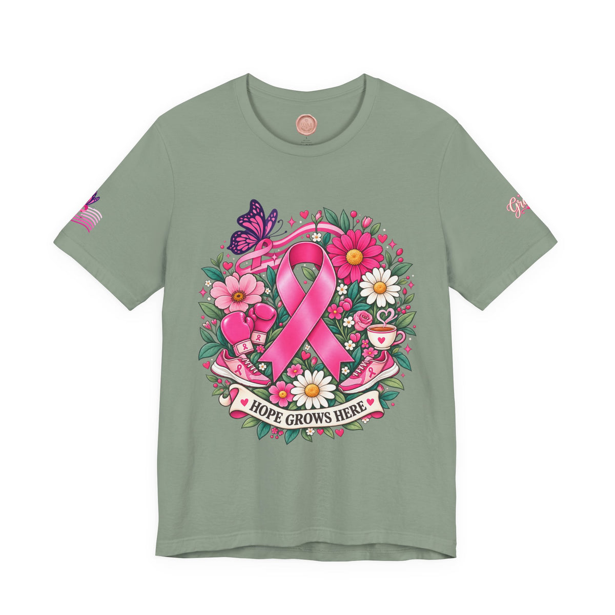 Hope Grows Here Ribbon Tee | Breast Cancer Awareness, Pink Floral