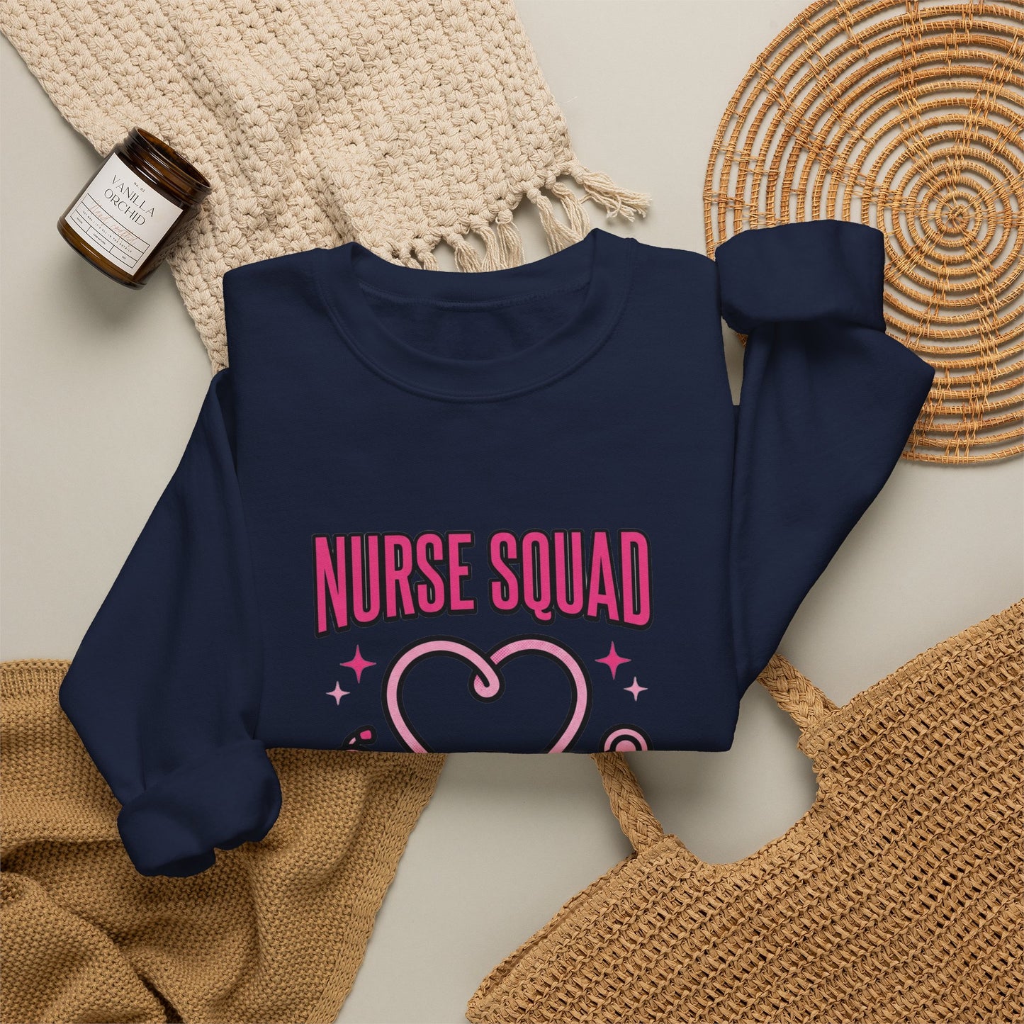 Nurse Squad Ribbon Crewneck | Breast Cancer Awareness, Pink Stethoscope