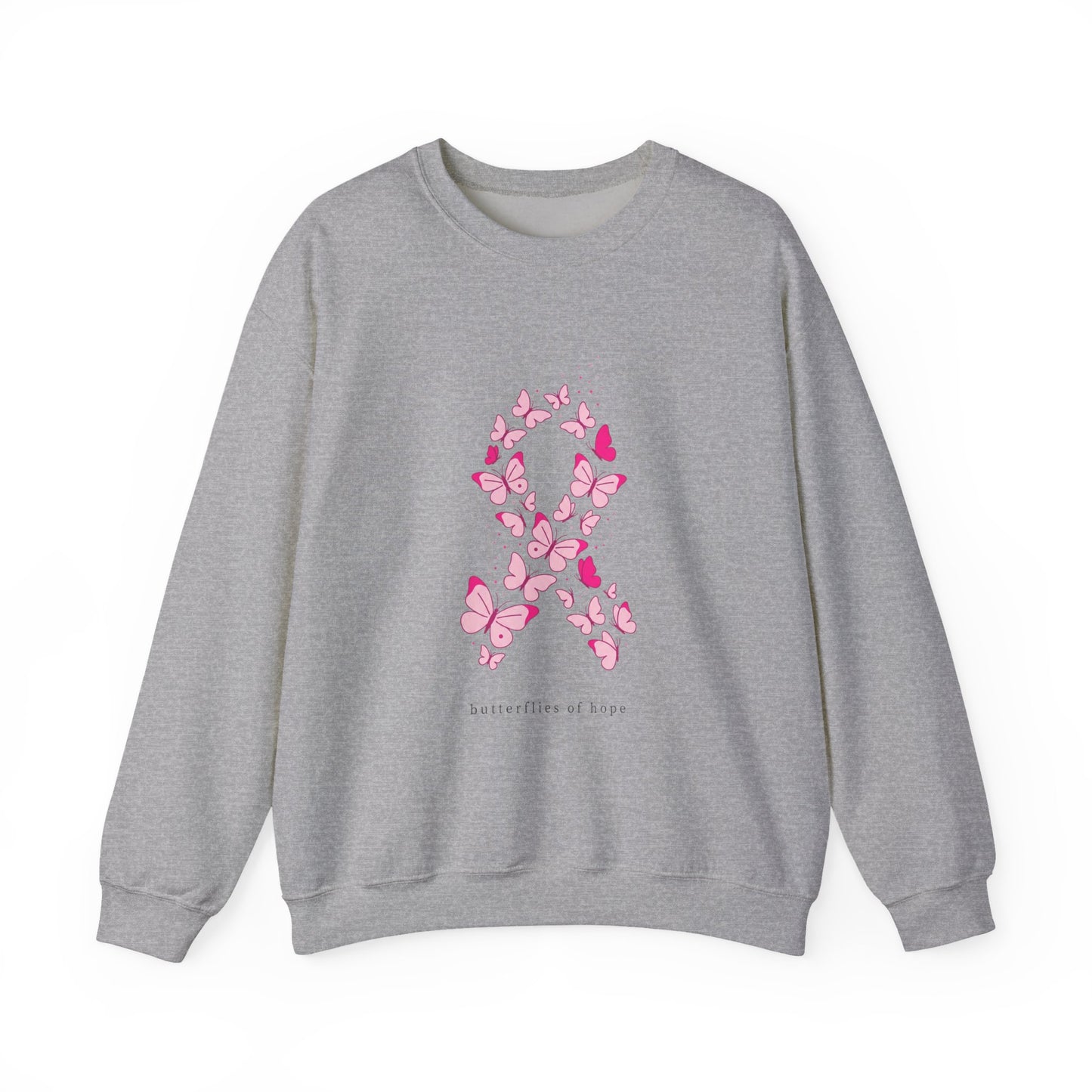 Pink Ribbon Butterfly Crewneck Sweatshirt | Breast Cancer Awareness