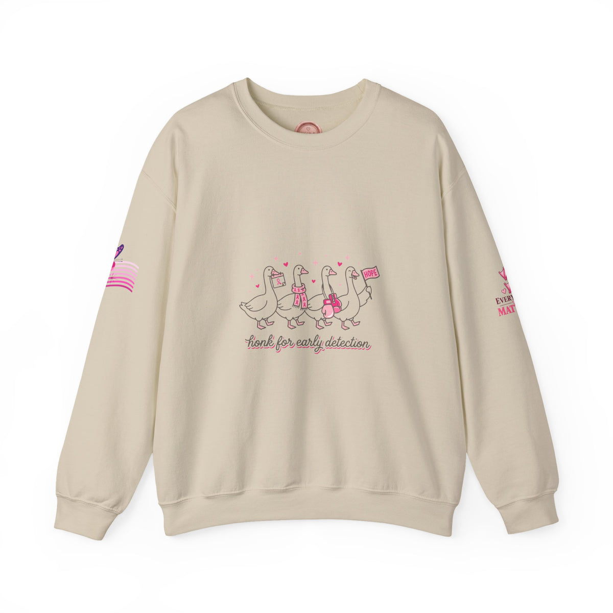 Breast Cancer Awareness Geese Crewneck Sweatshirt | Pink Ribbon