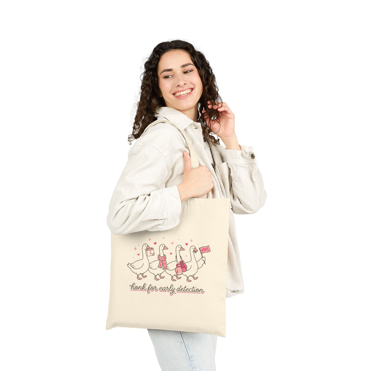 Marching Geese Pink Ribbon Tote | Breast Cancer Awareness
