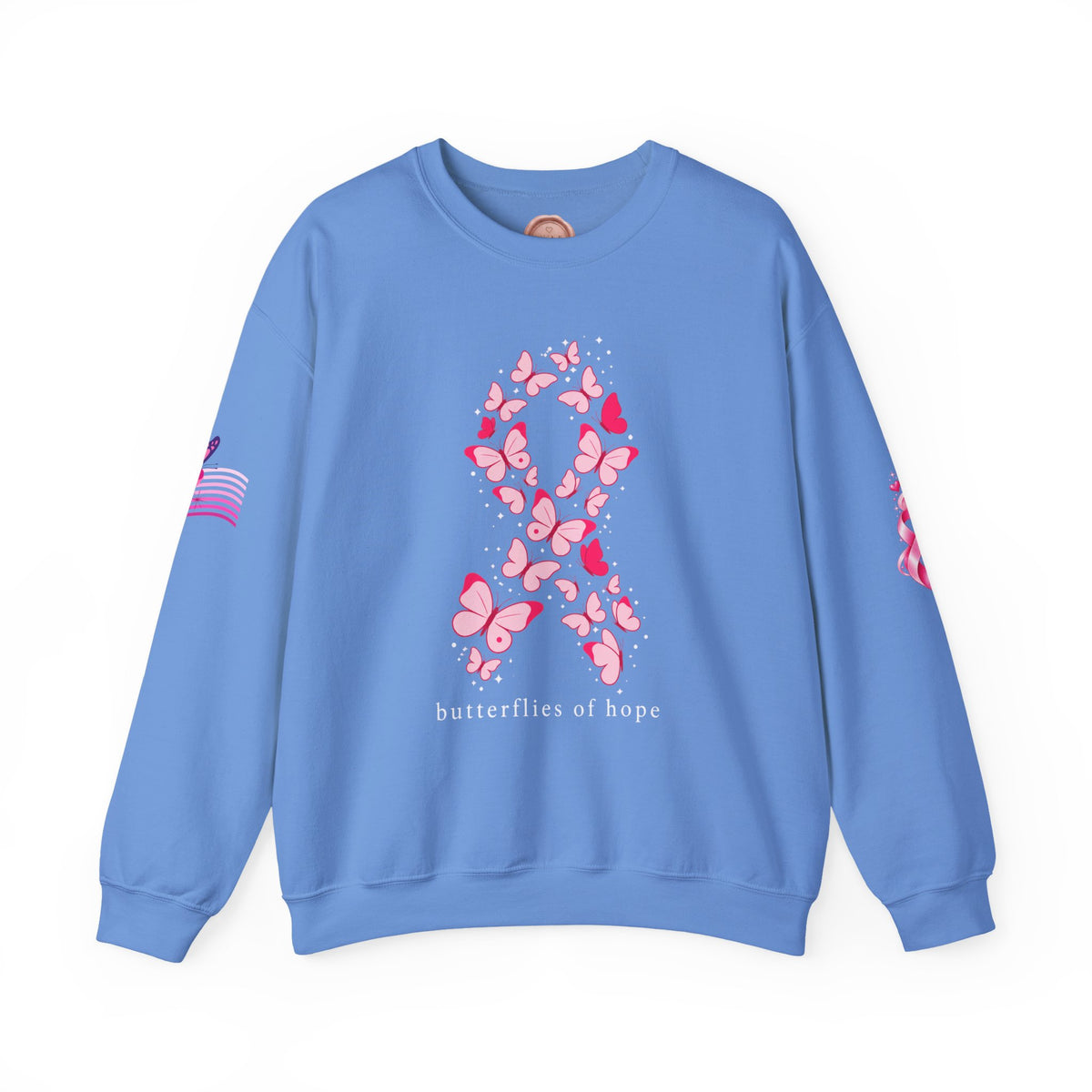 Pink Ribbon Butterfly Crewneck Sweatshirt | Breast Cancer Awareness