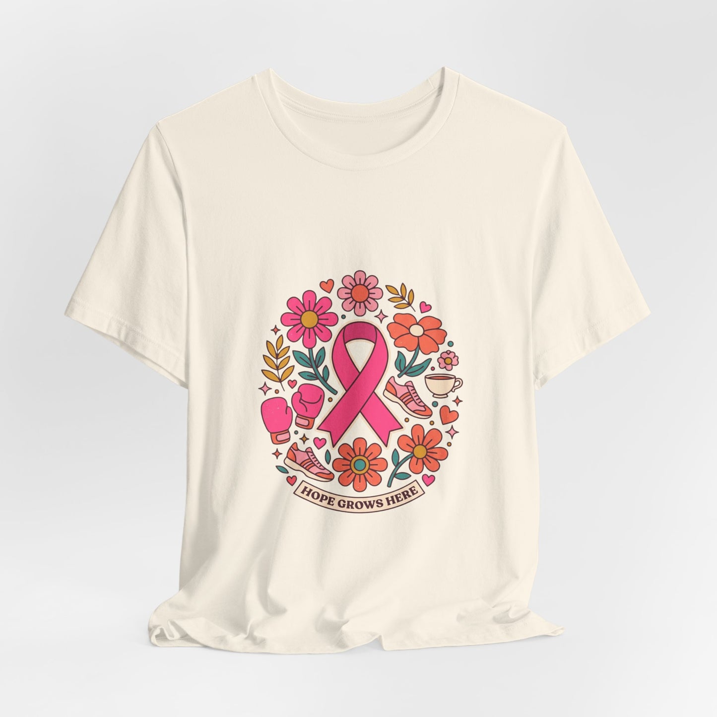 Hope Grows Here Ribbon Tee | Breast Cancer Awareness, Pink Floral