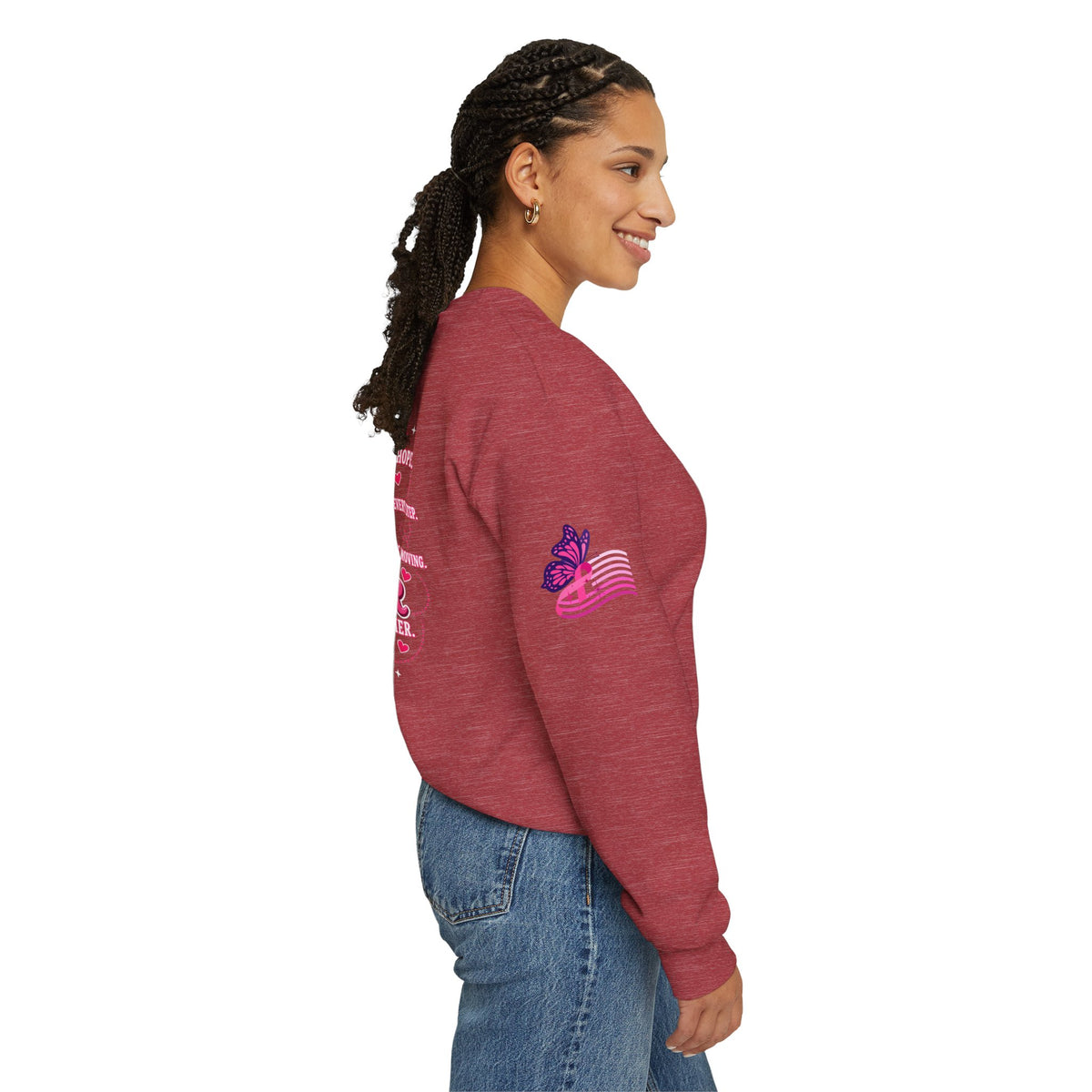 Kick Cancer Crewneck Sweatshirt | Breast Cancer Awareness, Pink Ribbon