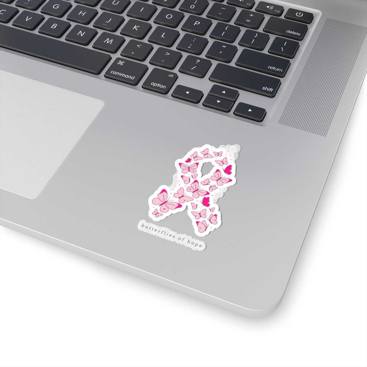 Butterflies of Hope Ribbon Sticker | Breast Cancer Awareness, Pink Ribbon