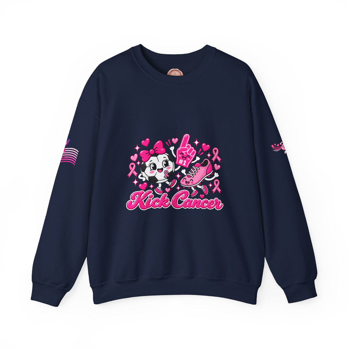 Kick Cancer Crewneck Sweatshirt | Breast Cancer Awareness, Pink Ribbon