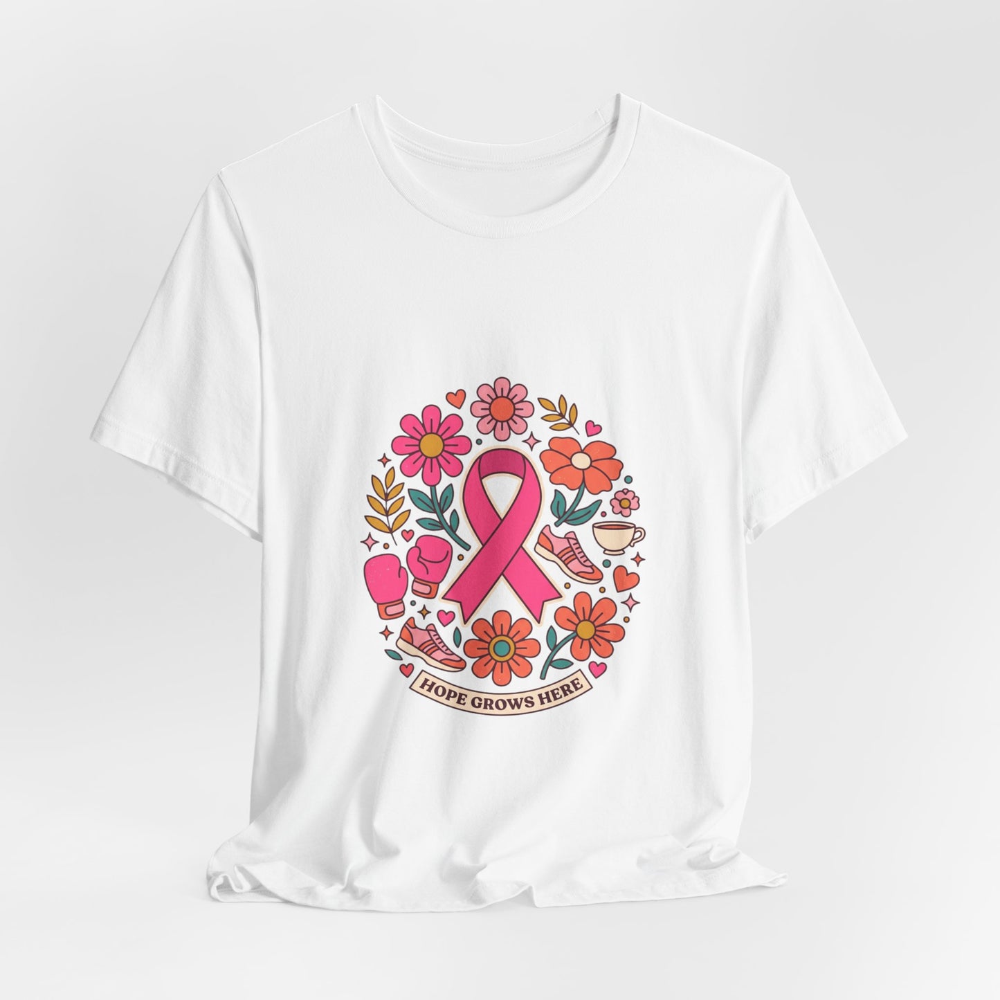 Hope Grows Here Ribbon Tee | Breast Cancer Awareness, Pink Floral