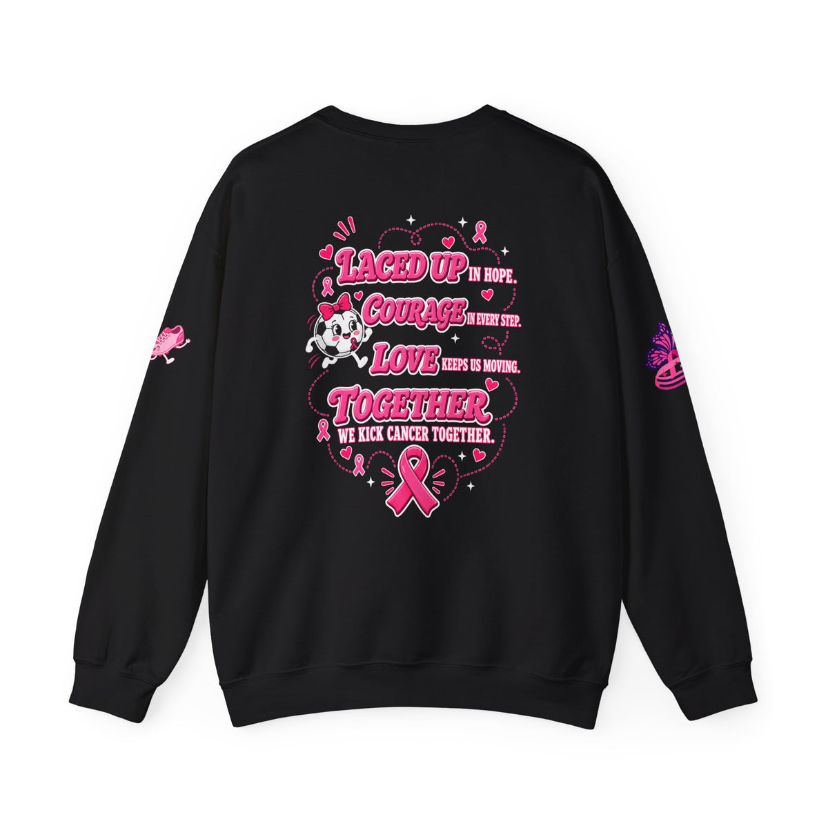 Kick Cancer Crewneck Sweatshirt | Breast Cancer Awareness, Pink Ribbon