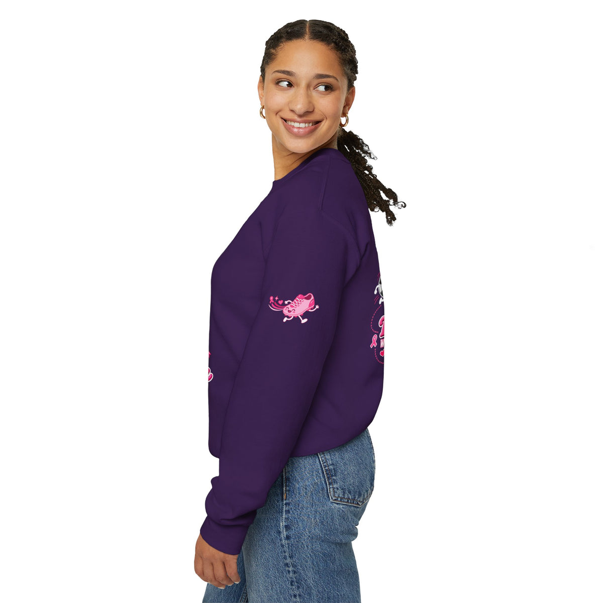Kick Cancer Crewneck Sweatshirt | Breast Cancer Awareness, Pink Ribbon