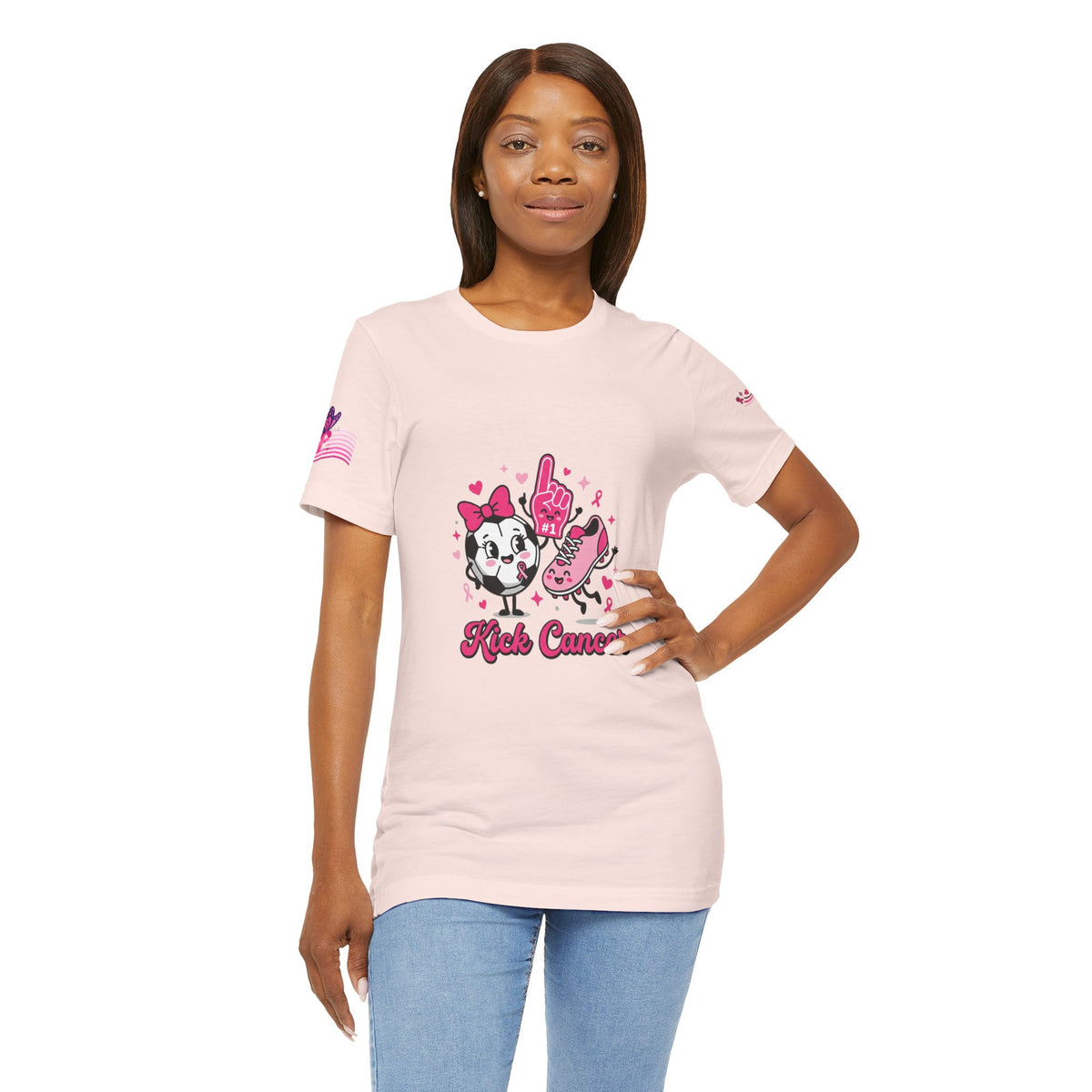 Kick Cancer Pink Ribbon Tee | Breast Cancer Awareness Shirt