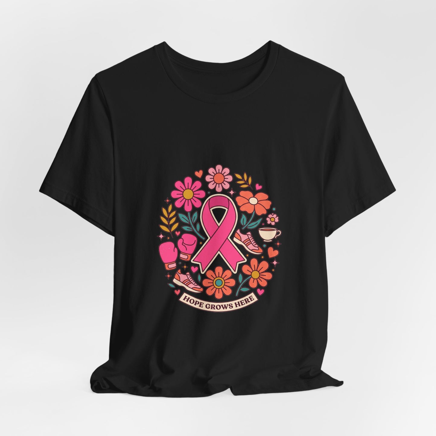 Hope Grows Here Ribbon Tee | Breast Cancer Awareness, Pink Floral
