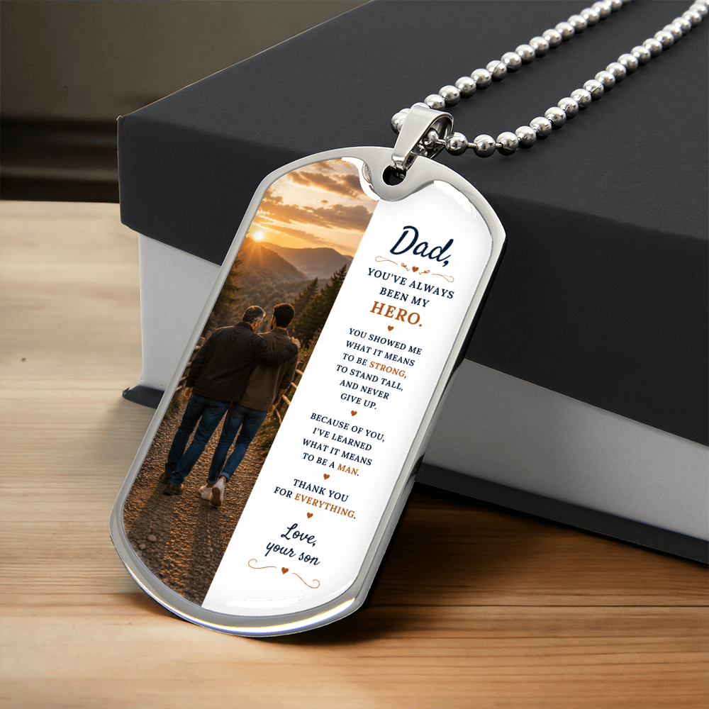 To My Dad – You've Always Been My Hero | Dog Tag Necklace Gift From Son