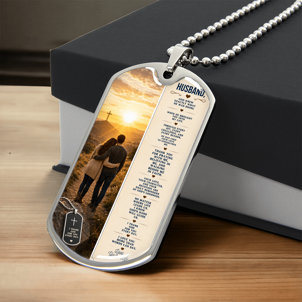 To My Husband – God Knew Exactly What He Was Doing | Personalized Dog Tag Necklace From Wife To Husband