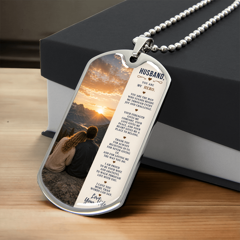 To My Husband – My Hero and Best Friend | Dog Tag Necklace Gift From Wife