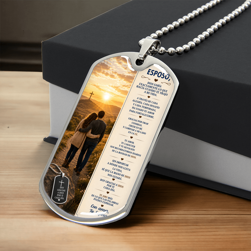 Para Mi Esposo – Dios Sabía Exactamente Lo Que Hacía | Collar Militar Personalizado de Esposa a Esposo
