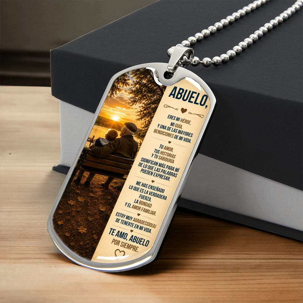 Para Mi Abuelo – Collar Militar con Placa Dog Tag | Regalo Personalizado para Abuelo | Regalo Significativo del Nieto(a)