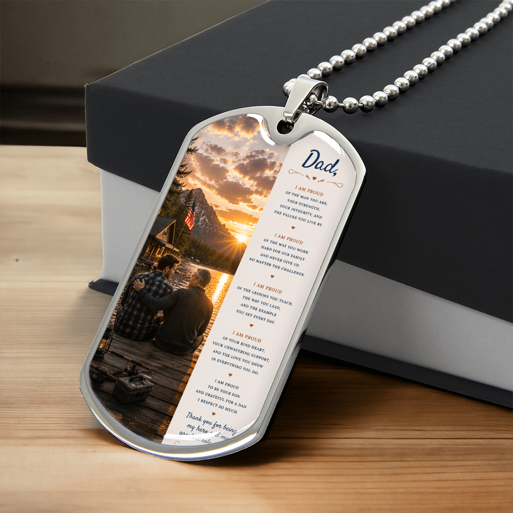 To My Dad – Proud To Be Your Son | Dog Tag Necklace Gift From Son